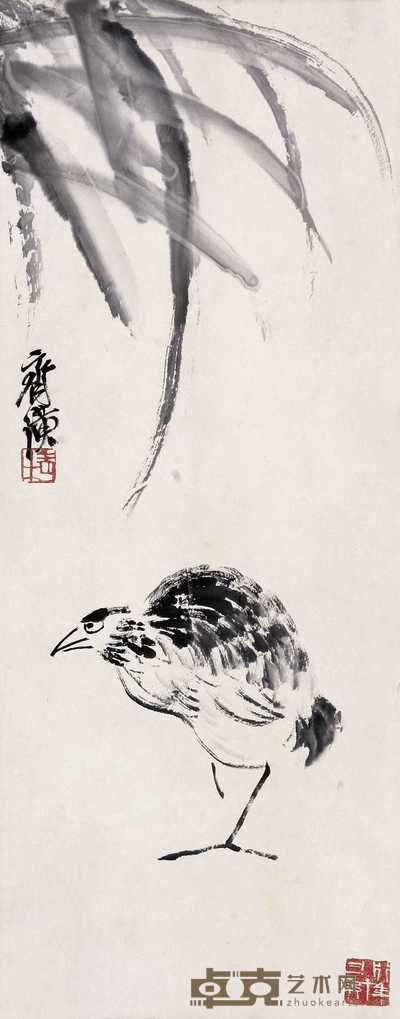 齐白石 水墨花鸟 立轴 59×23cm